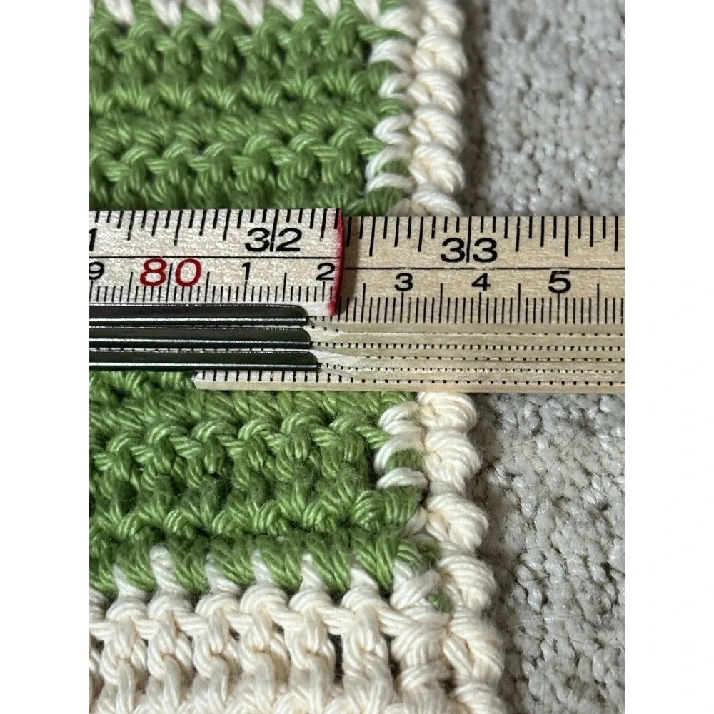 33x63 Green, Cream, Black Striped‎ Afghan/throw Blanket
